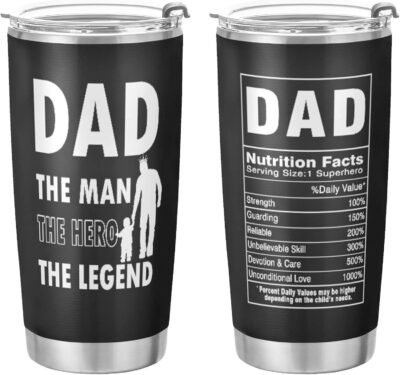 Father's Day and Birthday Tumbler Cup - Travel Coffee Mug From Daughter or Son