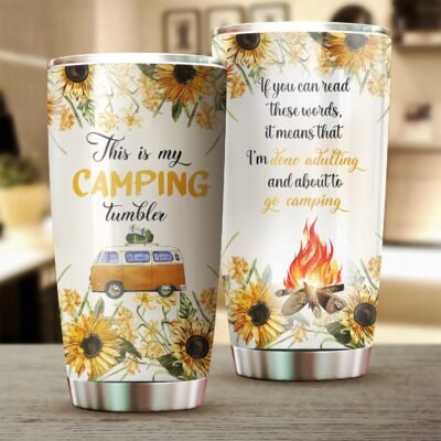 Camper Life Gifts This Is My Camping Tumbler Campfire Stainless Steel Travel Cup
