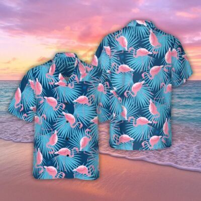 Flamingo Hawaiian Shirt, Bird Button Shirt