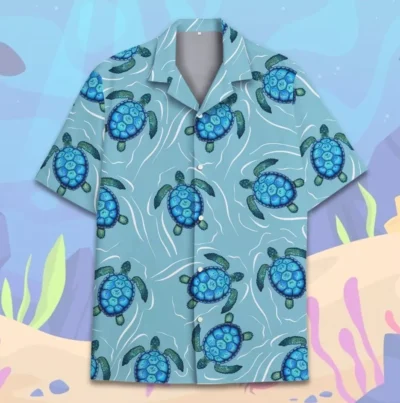 Sea Turtle Hawaiian Shirts for Men Women Youth, Cute Sea Turtle